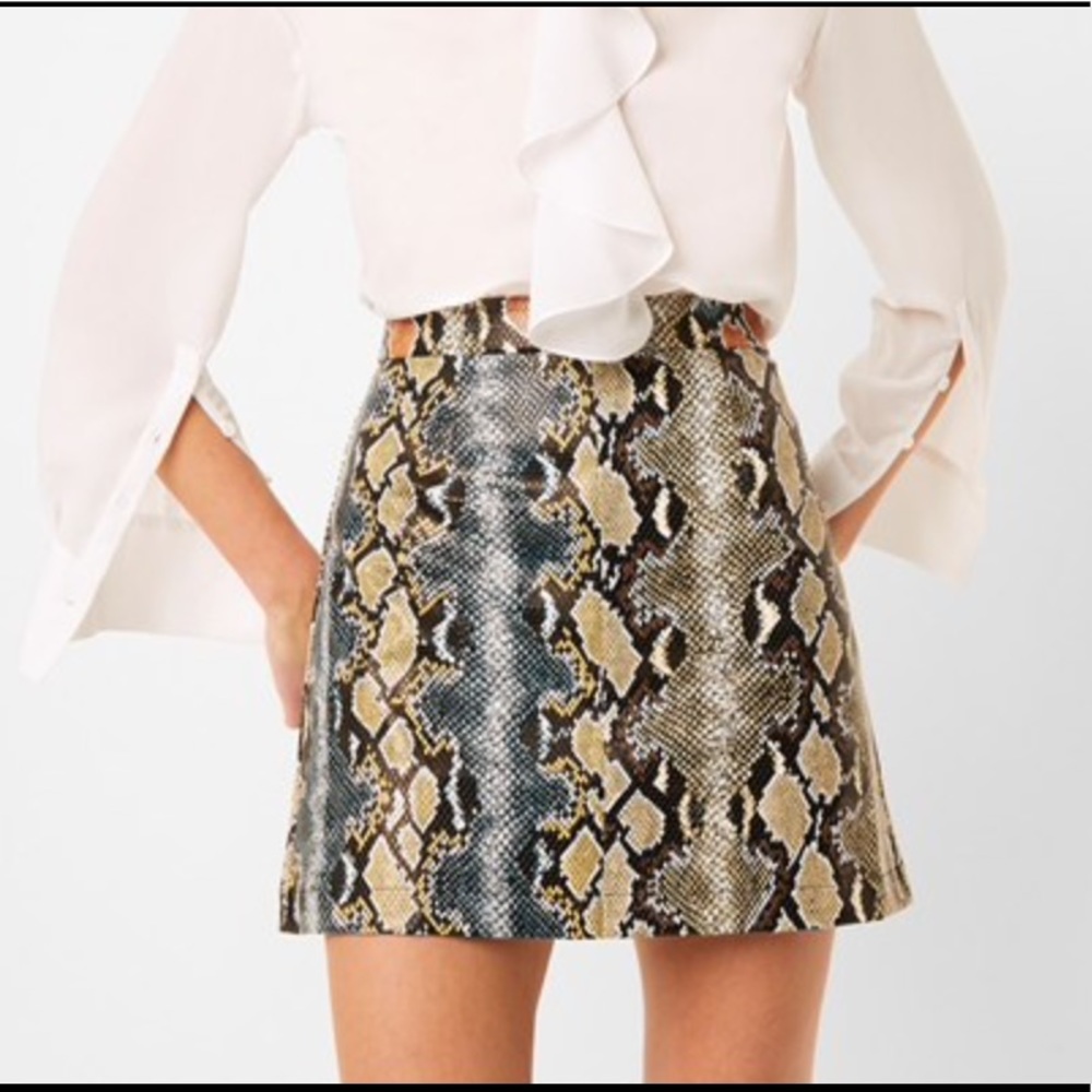 French Connection faux leather Mini Snake Skirt